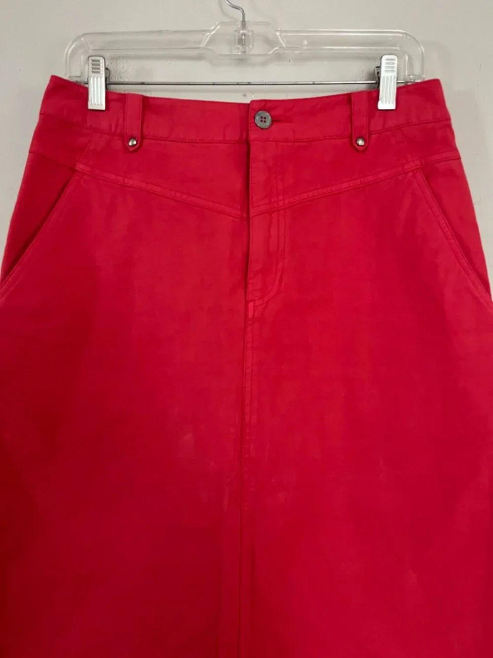 VTG Liz Wear Sz M Coral Pink Twill Midi Skirt